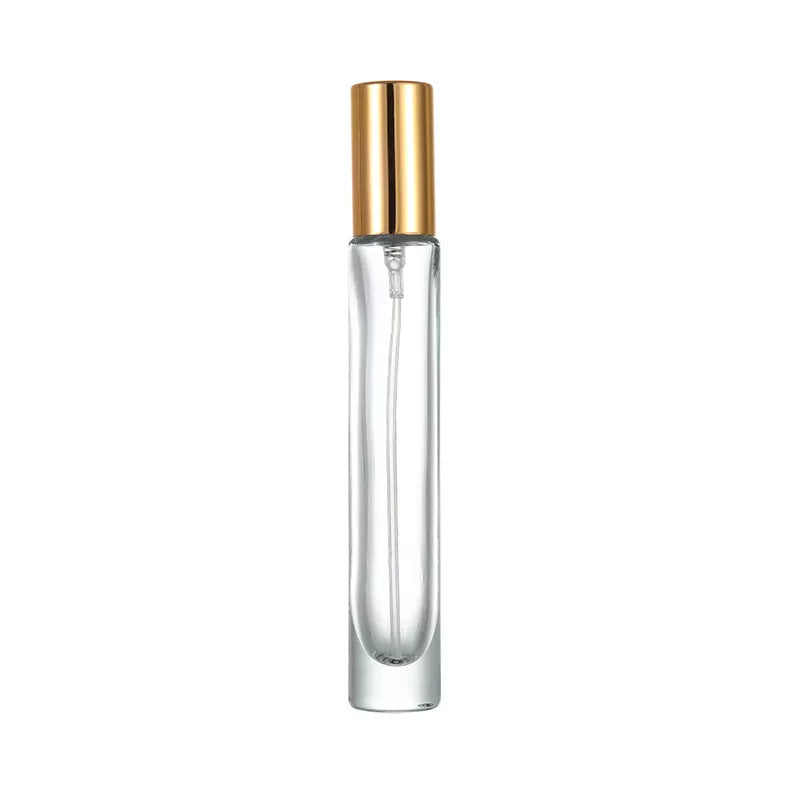 Clear Glass Perfume Atomizer with Gold-Tone Spray Cap